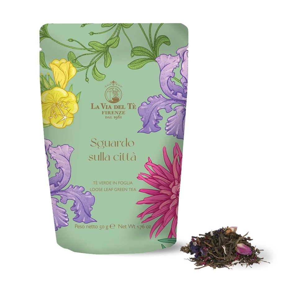 

Чай зелёный La Via Del Te Sguardo sulla citta с бутонами роз цветами мальвы и лепестками василька 50 г