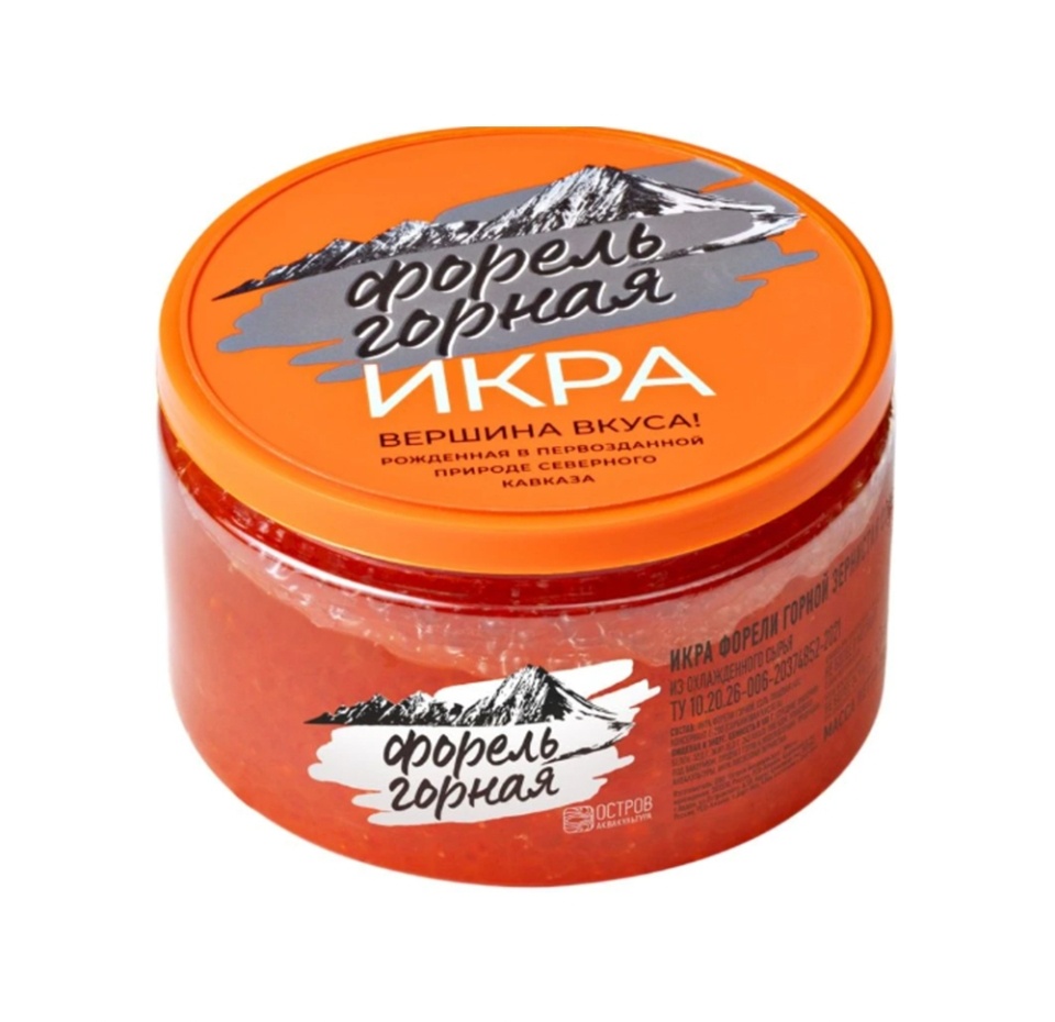 

Икра лососевая Остров Аквакультура Форель Горная зернистая солёная 250 г