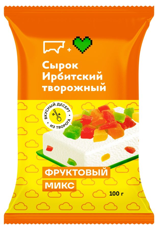 

Сырок творожный Ирбитское с цукатами Фруктовый микс 8% без змж 100 г