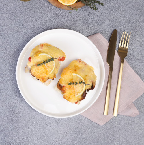 

Филе рыбы Лента Fresh запеченное с помидорами и грибами под сыром вес