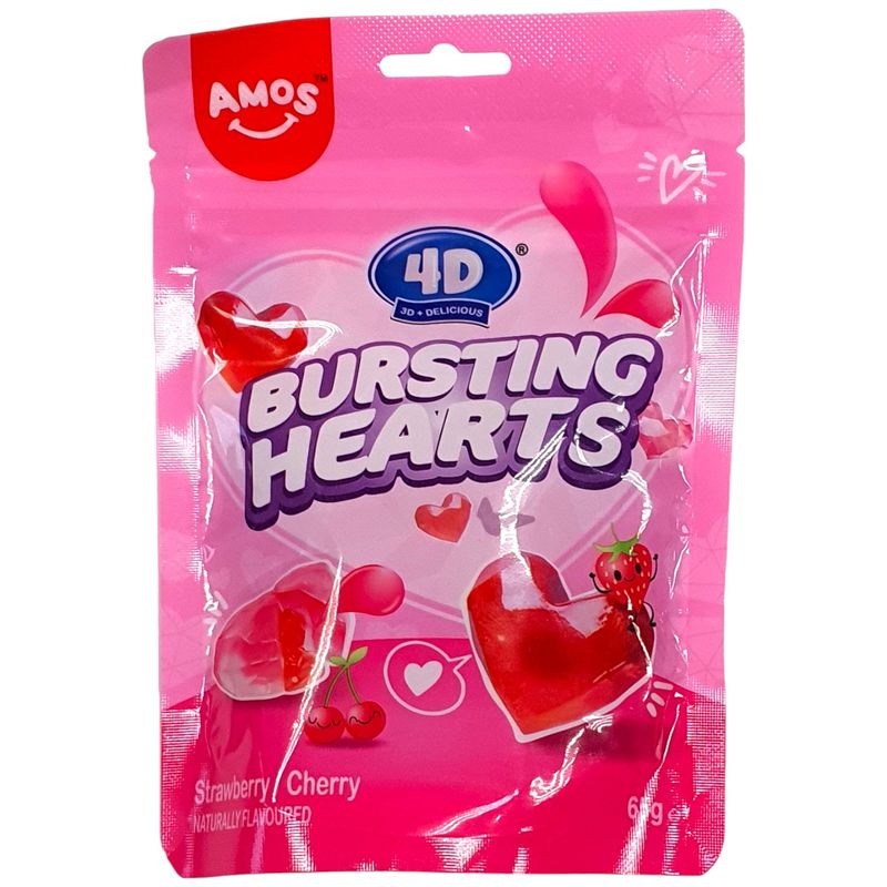 

Конфеты желейные Amos 4D Сердце со вкусом клубники и вишни 65 г