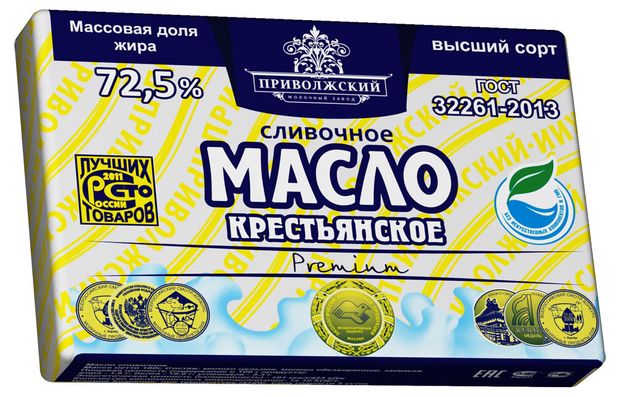 

Масло сливочное Приволжский молочный завод Крестьянское 72.5%