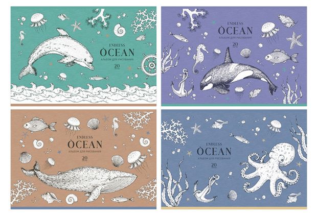 

Альбом для рисования BG Ocean А4, 20 листов, на скрепке, в ассортименте