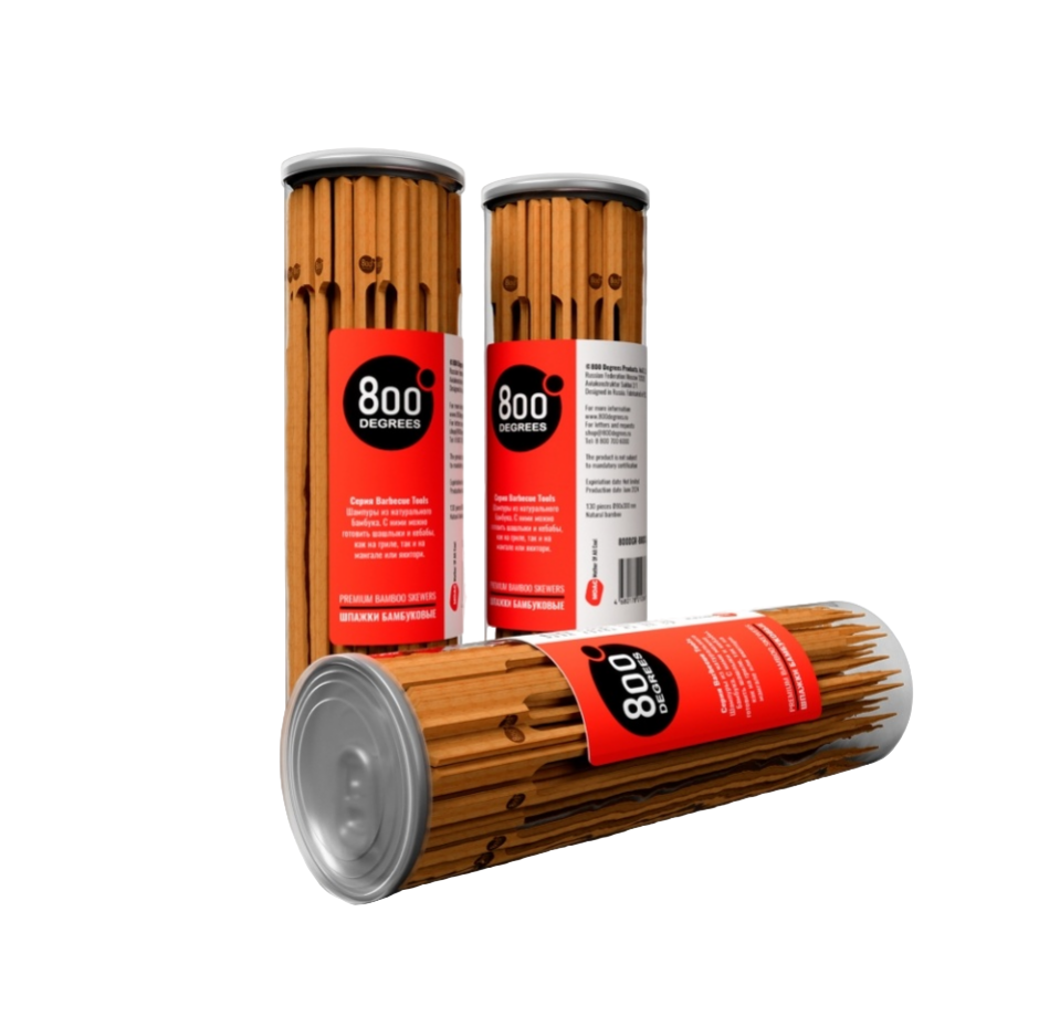 

Шпажки 800 Degrees Bamboo Skewers бамбуковые длинные 130 шт. 1 упаковка