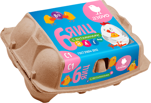

Яйцо АзОVО куриное пищевое столовое С1 6 шт. 360 г