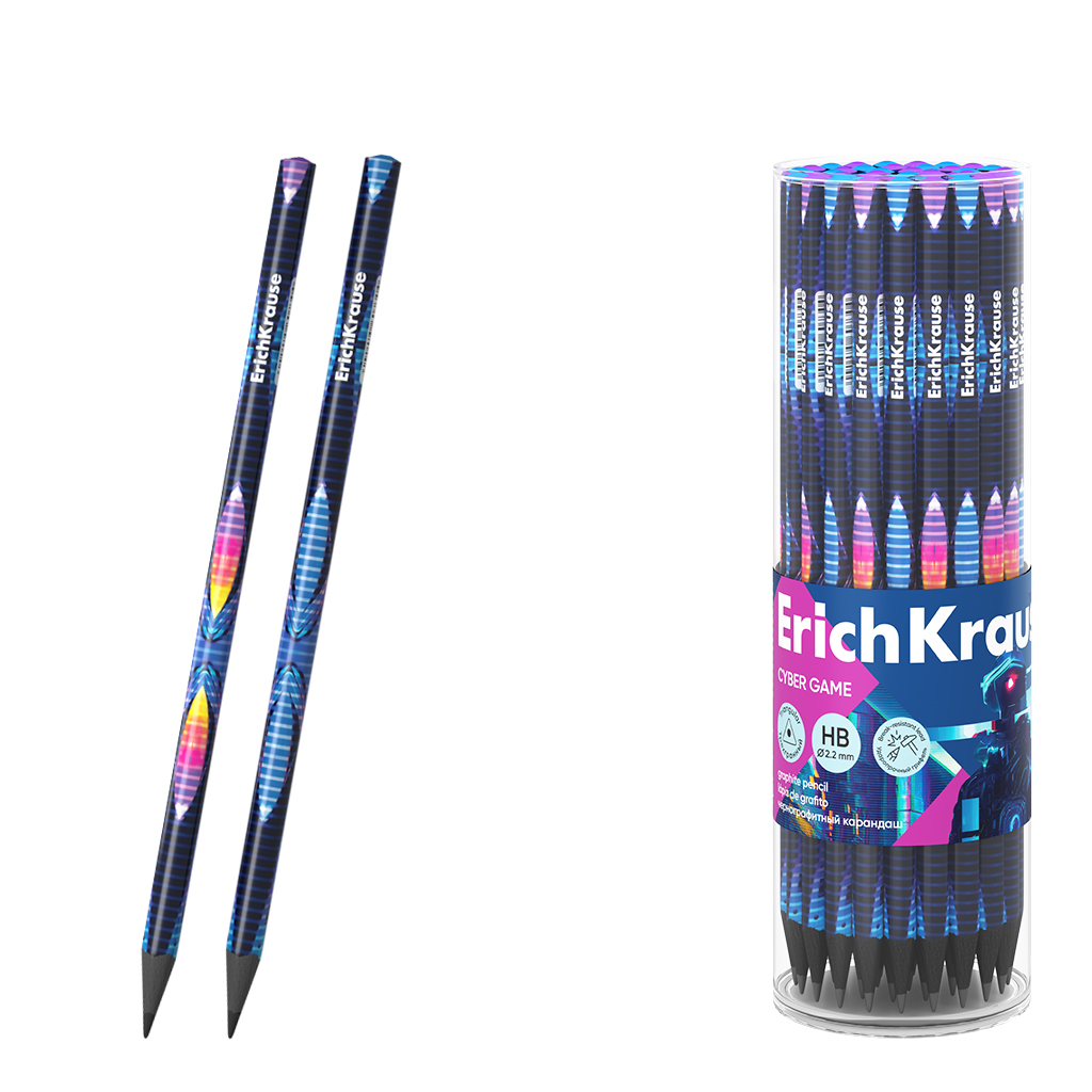 

Чернографитный карандаш ErichKrause Cyber Game трехгранный HB 1 шт в ассортименте