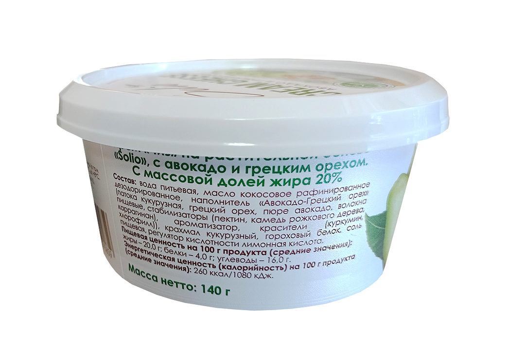 

Крем Чиз Solio на растительной основе Авокадо и грецкий орех 20% 140 г