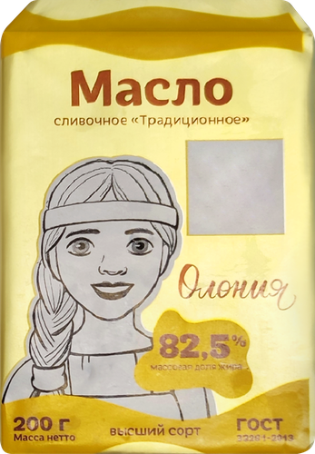 

Масло сливочное Олония Традиционное 82.5% без змж 200 г