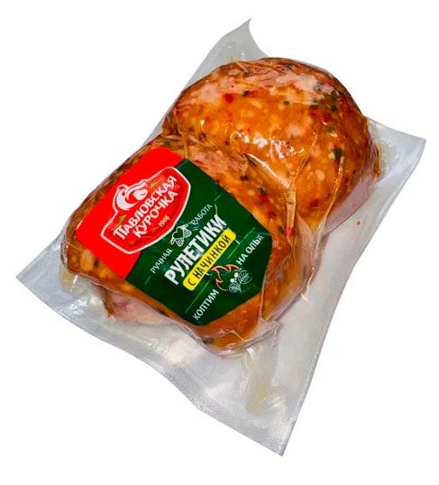 

Рулетики копчено-вареные из мяса птицы с начинкой ТМ Павловская курочка