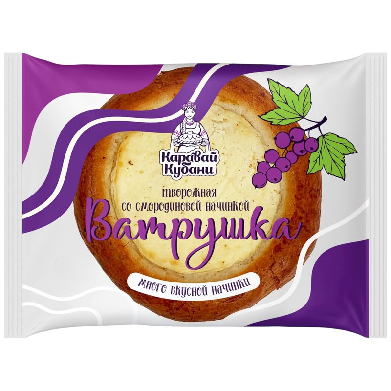 

Ватрушка Каравай Кубани творожная с черной смородиной 90 г