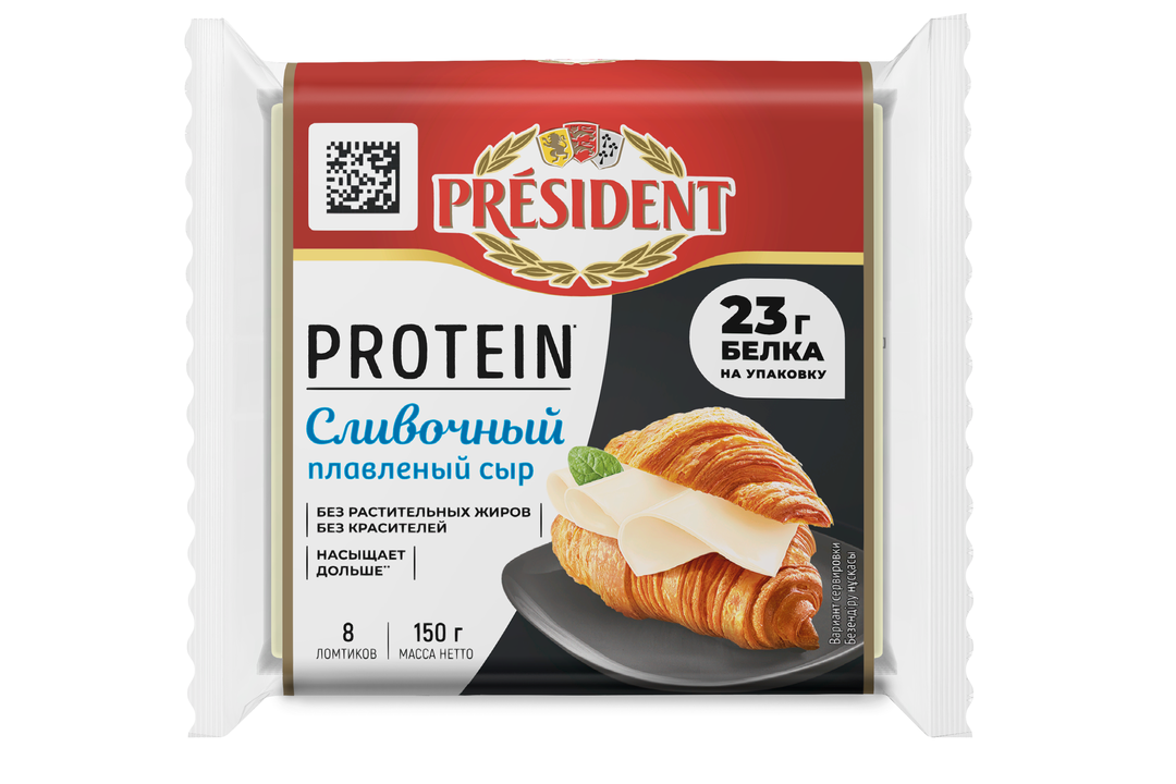 

Сыр плавленый сливочный President высокобелковый 150 г
