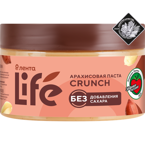 

Паста арахисовая ЛЕНТА LIFE Crunch, 250г