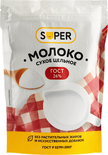 

Молоко сухое Super цельное 26%, без змж, 150 г