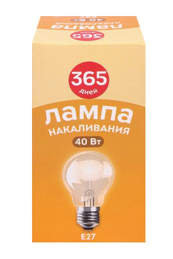 Лампа накаливания 365 дней Груша 40Вт Е27 теплый свет