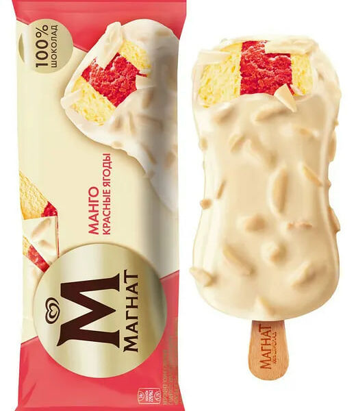 Мороженое Магнат Манго и Красные ягоды в белом шоколаде 67 г