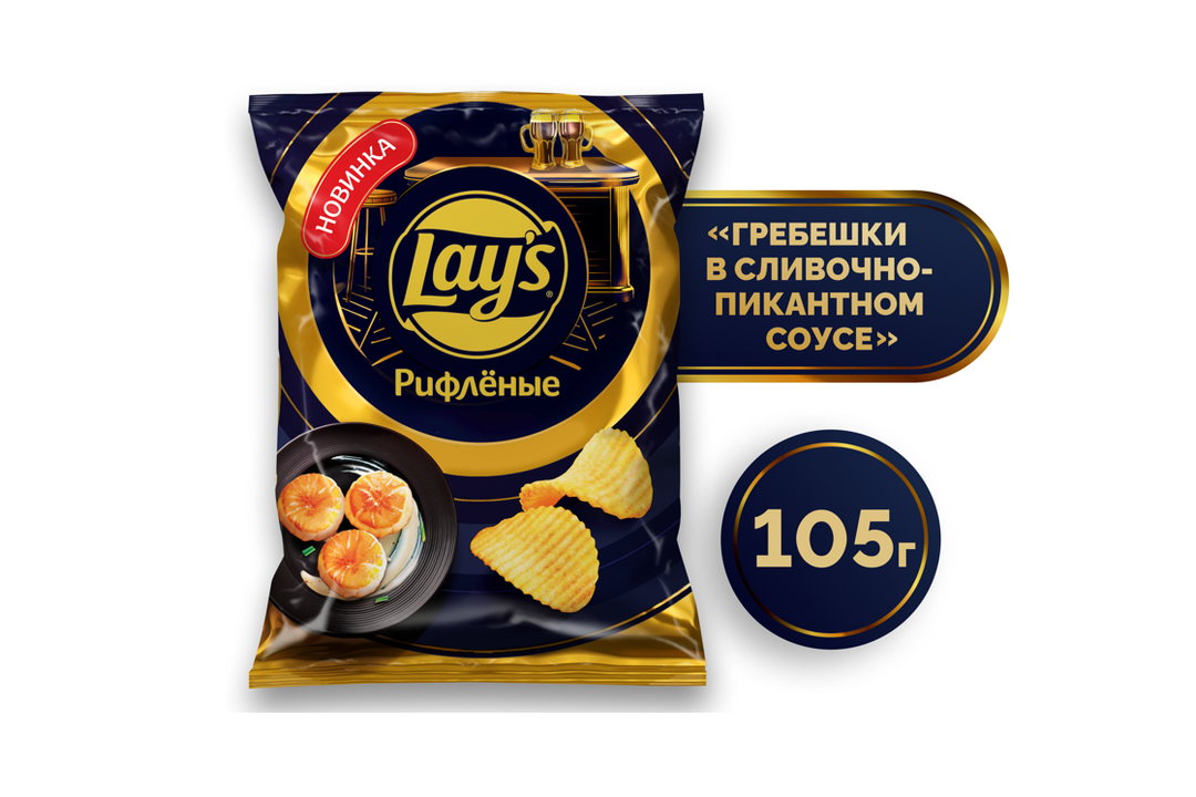 

Картофельные чипсы Lay's рифленые со вкусом Гребешки в сливочно-пикантном соусе 105 г
