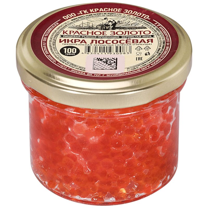 

Икра красная Красное Золото Лососевая горбуши зернистая соленая 100 г