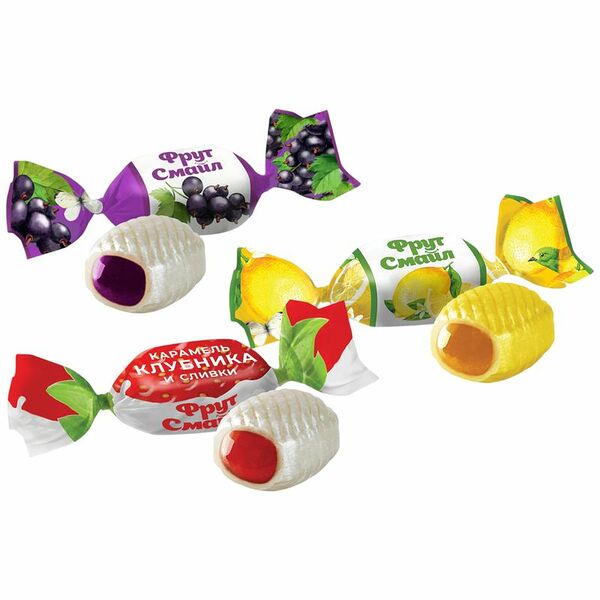 Карамель Азовская кондитерская фабрика Фрут Смайл Ассорти с фруктовой начинкой вес