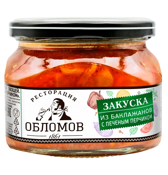 

Закуска Ресторация Обломов из баклажанов с печёным перчиком 330 г