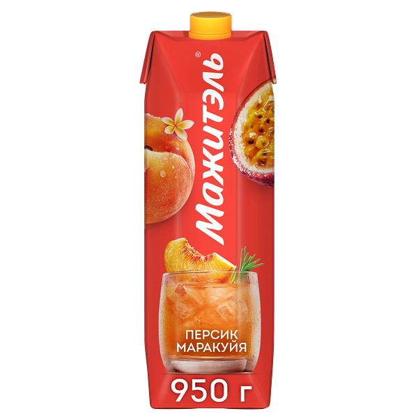 Коктейль сывороточно-молочный Мажитэль с соком и с витаминами Персик-маракуйя 950 г