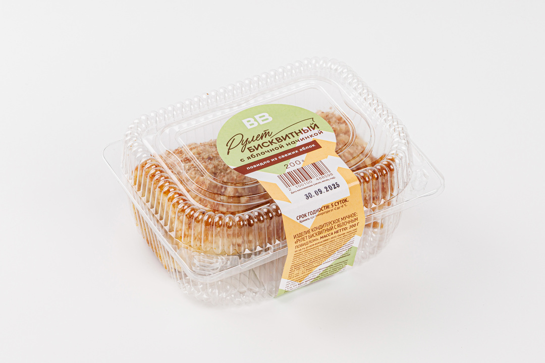 

Рулет ВкусВилл бисквитный с яблочной начинкой 200 г