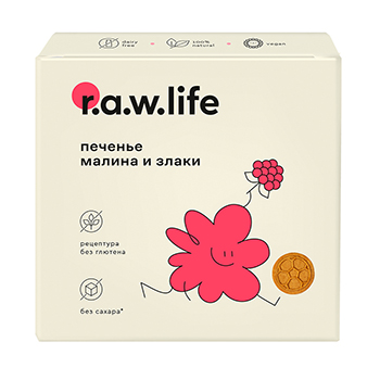 

Печенье безглютеновое R.A.W.Life Малина и злаки без сахара 80 г