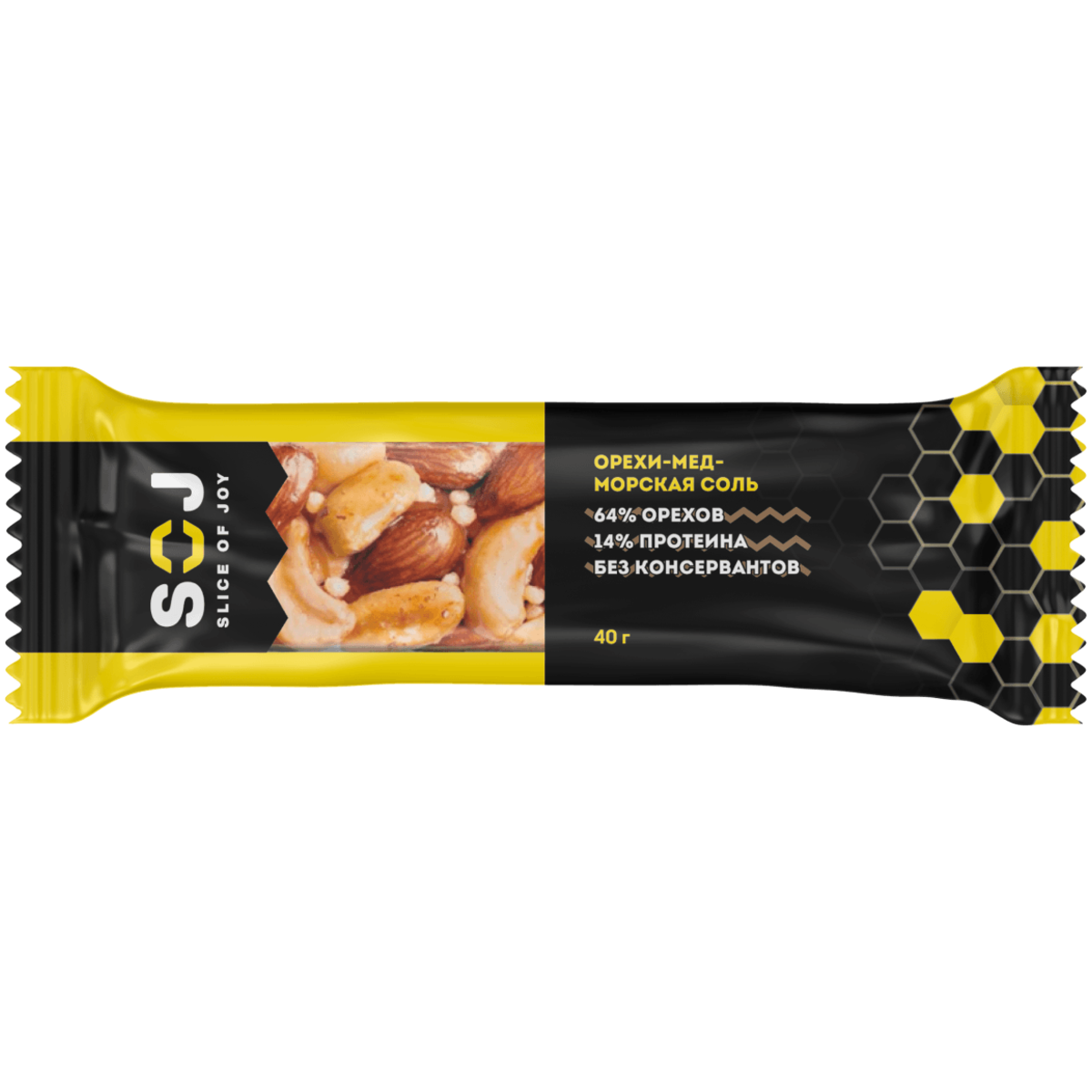 

Батончик ореховый SOJ Орехи-мед-морская соль с медом 40 г