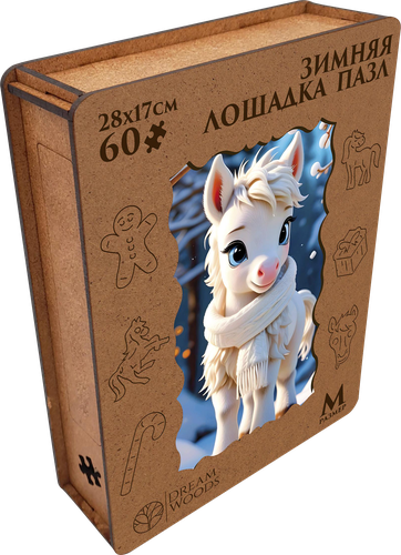 

Пазл DREAM WOODS Лошадки, фигурный, деревянный, 23х20см