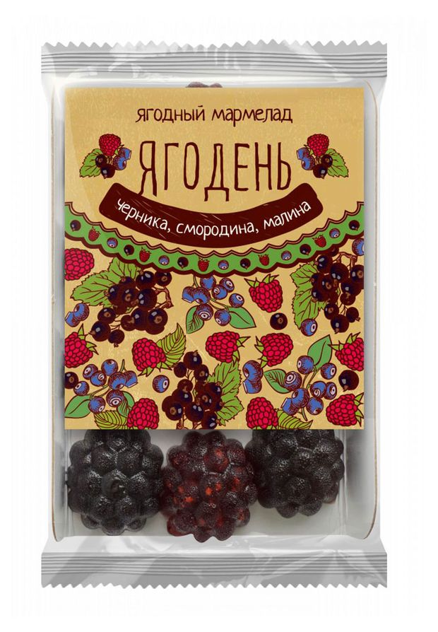 

Мармелад Сибирский кедр Ягодень малина, смородина, черника 165 г