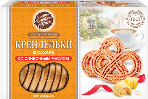 

Печенье Хлебный Спас крендельки в сахаре со сливочным маслом 320 г