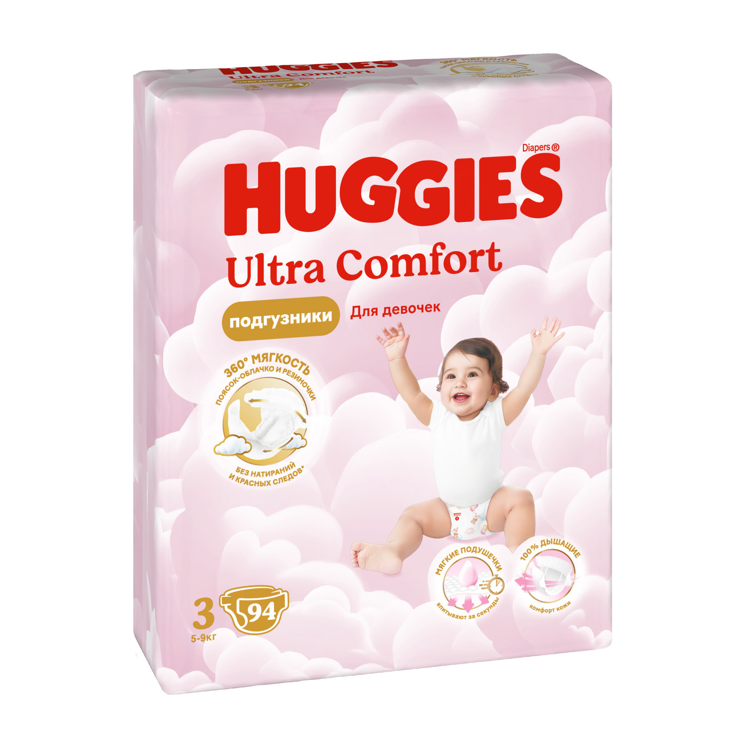 

Подгузники Huggies Ultra Comfort для девочек 3 5-9 кг 94 шт.