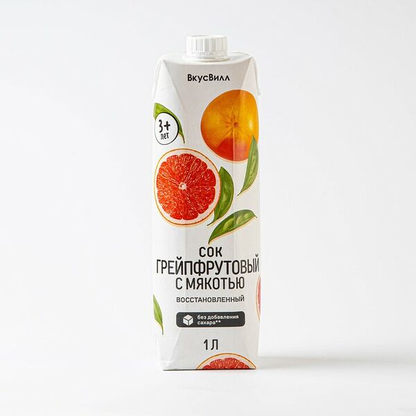 Сок грейпфрутовый с мякотью восстановленный, 1 л