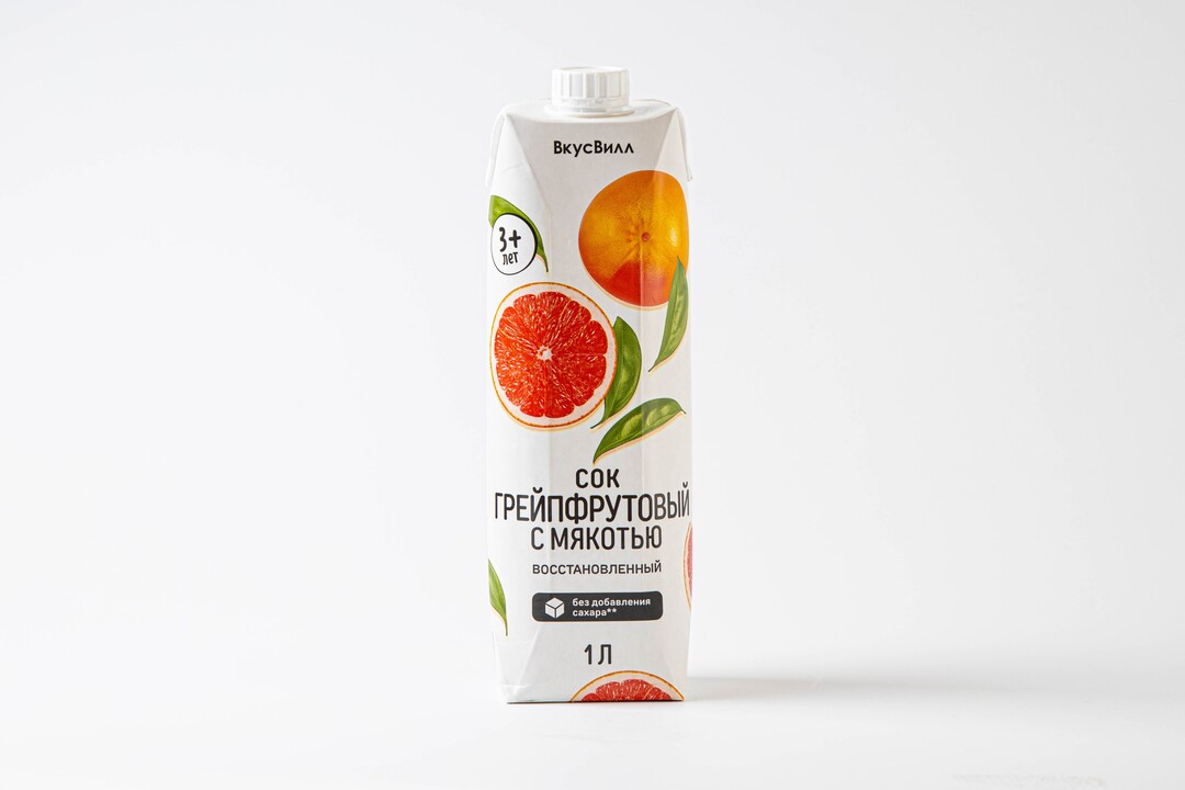 

Сок грейпфрутовый с мякотью восстановленный, 1 л