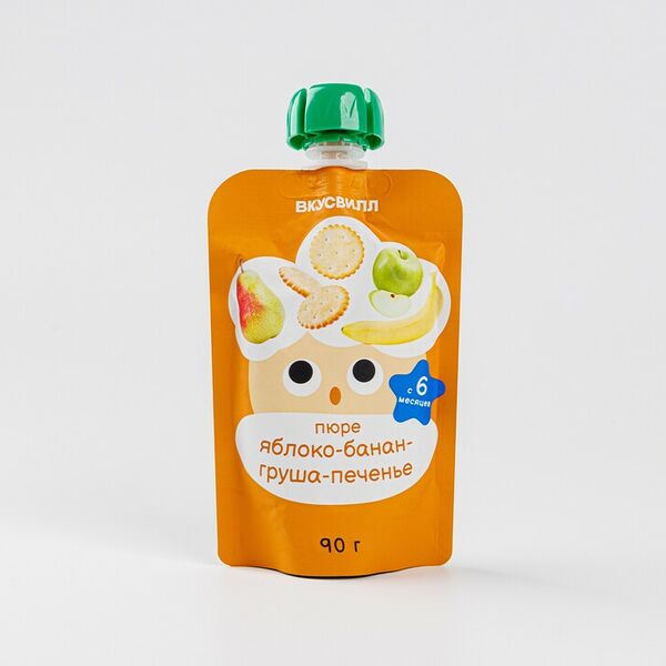 Пюре Яблоко-банан-груша-печенье 90 г