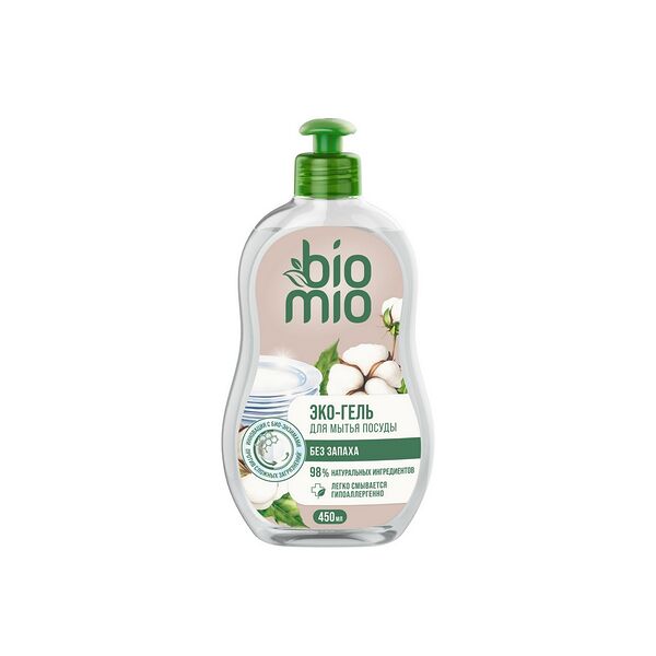 Средства для мытья посуды экологичное с экстрактом хлопка и ионами серебра 450мл BioMio