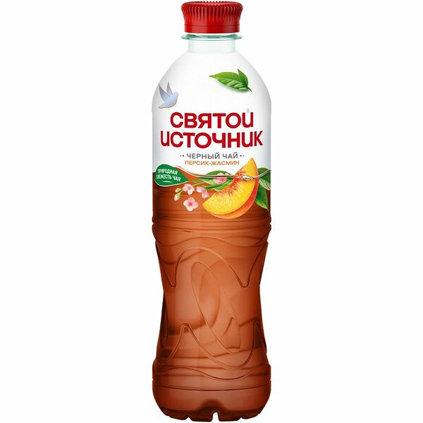 Напиток безалкогольный Святой Источник черный чай персик-жасмин 500 мл