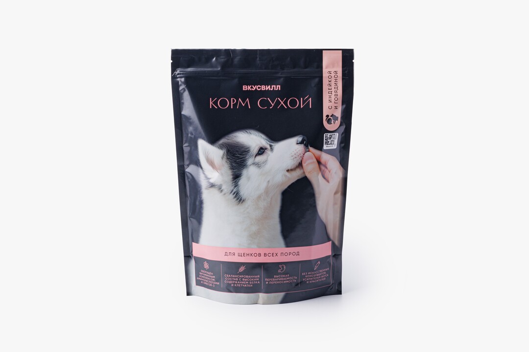 

Корм сухой для щенков ВкусВилл Индейка говядина 800 г