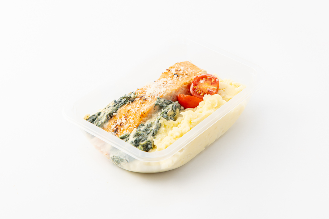 

Стейк из атлантического лосося (семги) ВкусВилл с картофельным пюре ДК 350 г