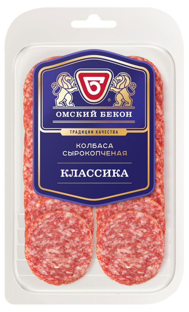 

Колбаса сырокопченая Омский Бекон Классика нарезка 95г