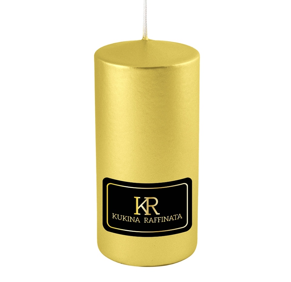 

Свеча столб Kukina Raffinata лакированная, золото, 56х120мм