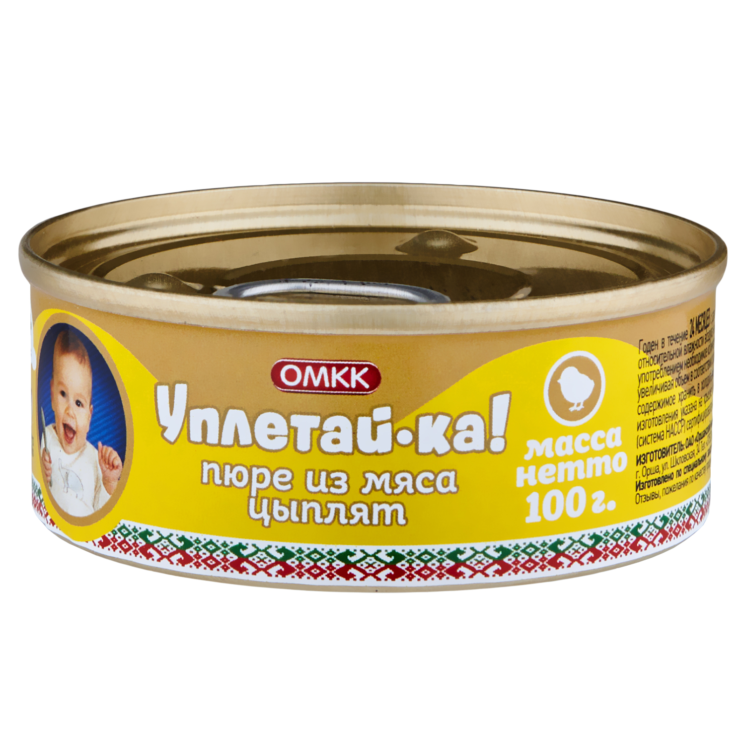 

Пюре ОМКК Уплетай-ка мясо цыплят с 6 месяцев 100 г