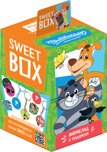 

Мармелад жевательный Sweet Box Простоквашино апельсин, яблоко, клубника, персик, манго с подарком 10 г