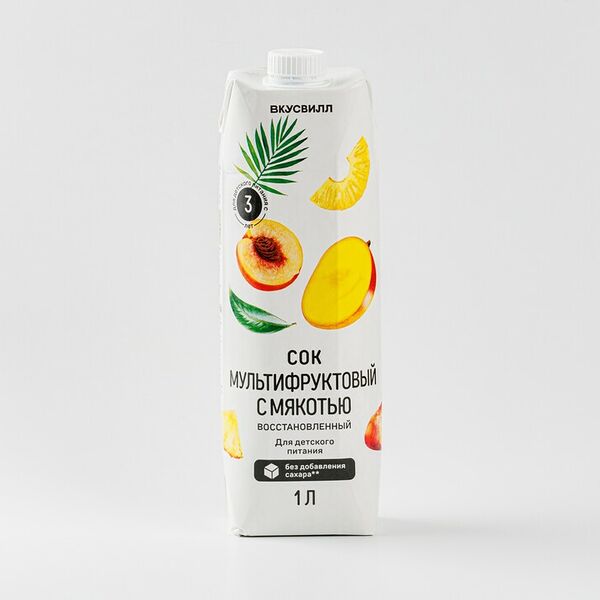 Сок мультифруктовый ВкусВилл с мякотью восстановленный 1 л