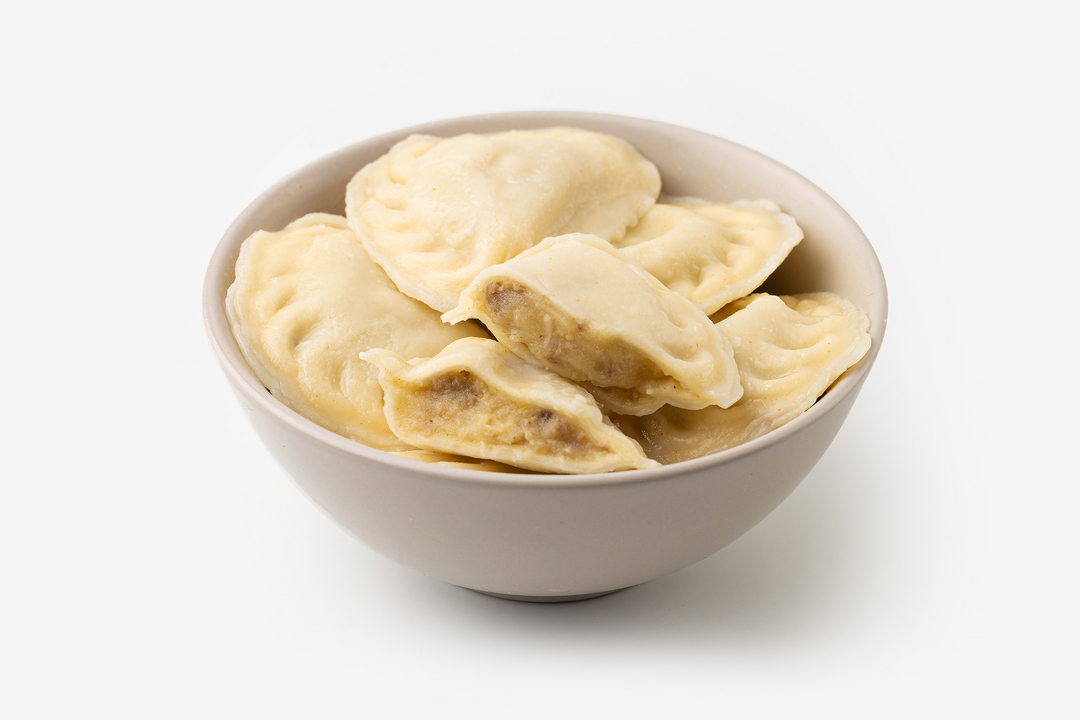 

Вареники ВкусВилл картофель-мясо с мукой из твёрдых сортов пшеницы заморозка 500 г