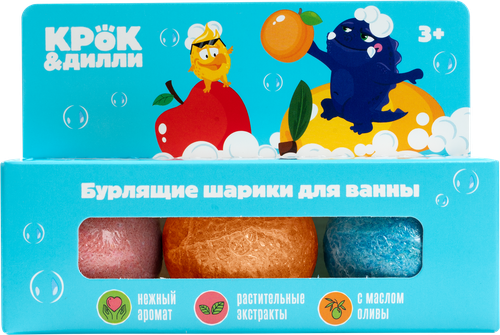 

Бурлящие шарики для ванны Крок&Дилли голубой 175 г