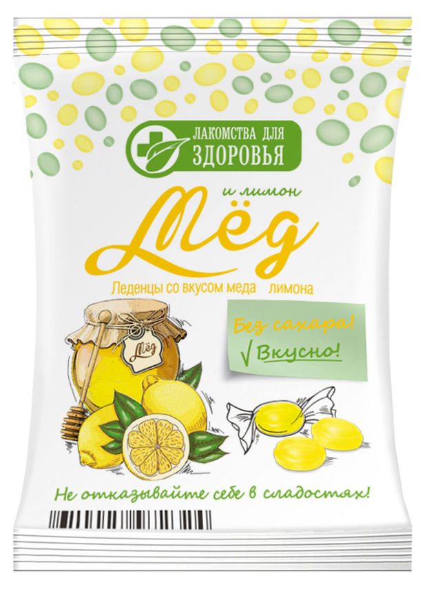 

Леденцы Лакомства для здоровья мед-лимон, без сахара, на изомальте