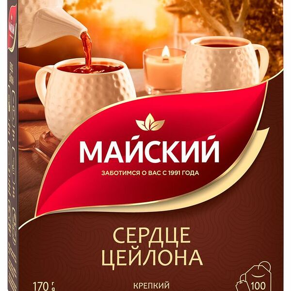 Чай чёрный Майский классический Сердце Цейлона 100 пакетиков 170 г