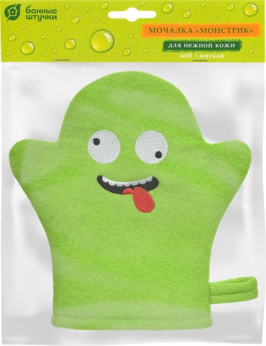 

Мочалка Банные штучки монстрик варежка для нежной и чувствительной кожи 19х18 см