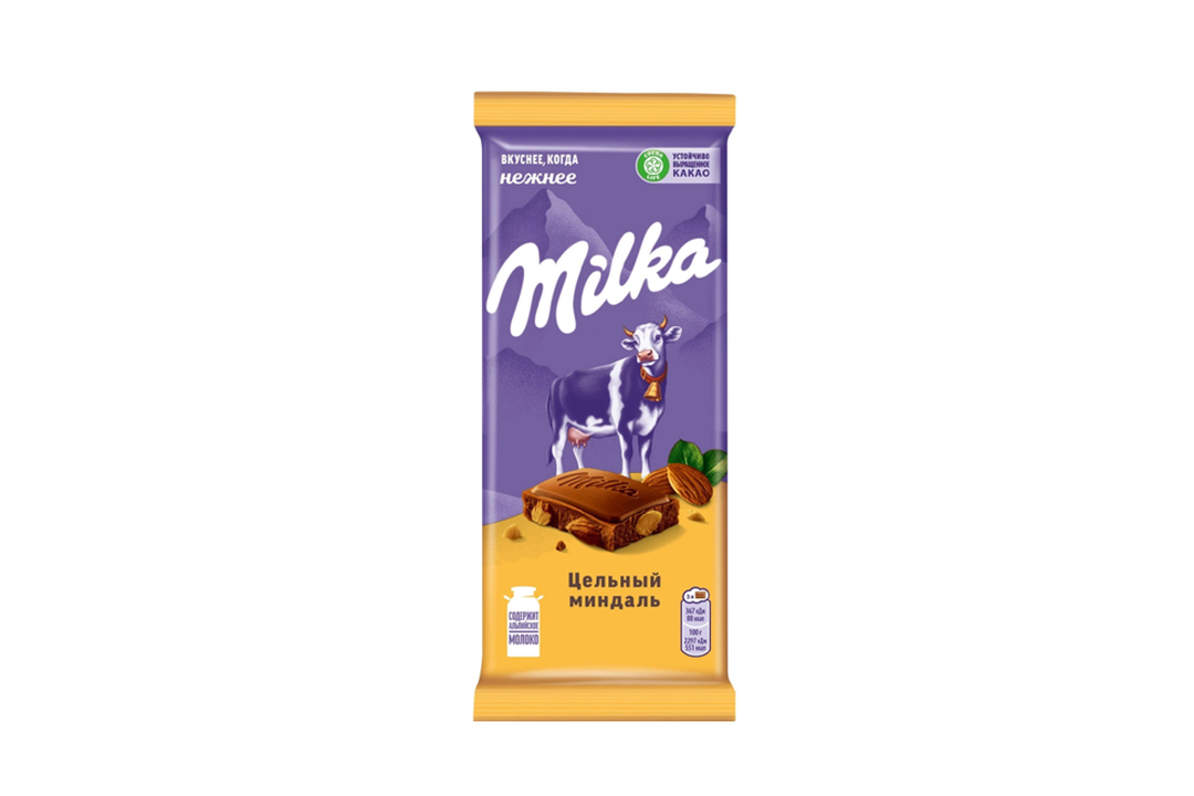 

Шоколад молочный Milka с цельным миндалем 80 г