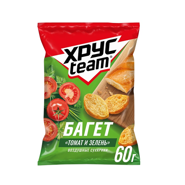Сухарики Хрусteam Багет Томат-Зелень 60 г